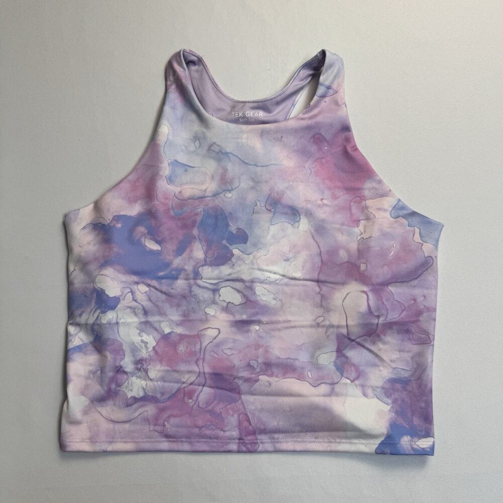 Tek Gear Longline Bra Tank Built in Shelf Bra Girl's Size 14 Plus Pink Purple